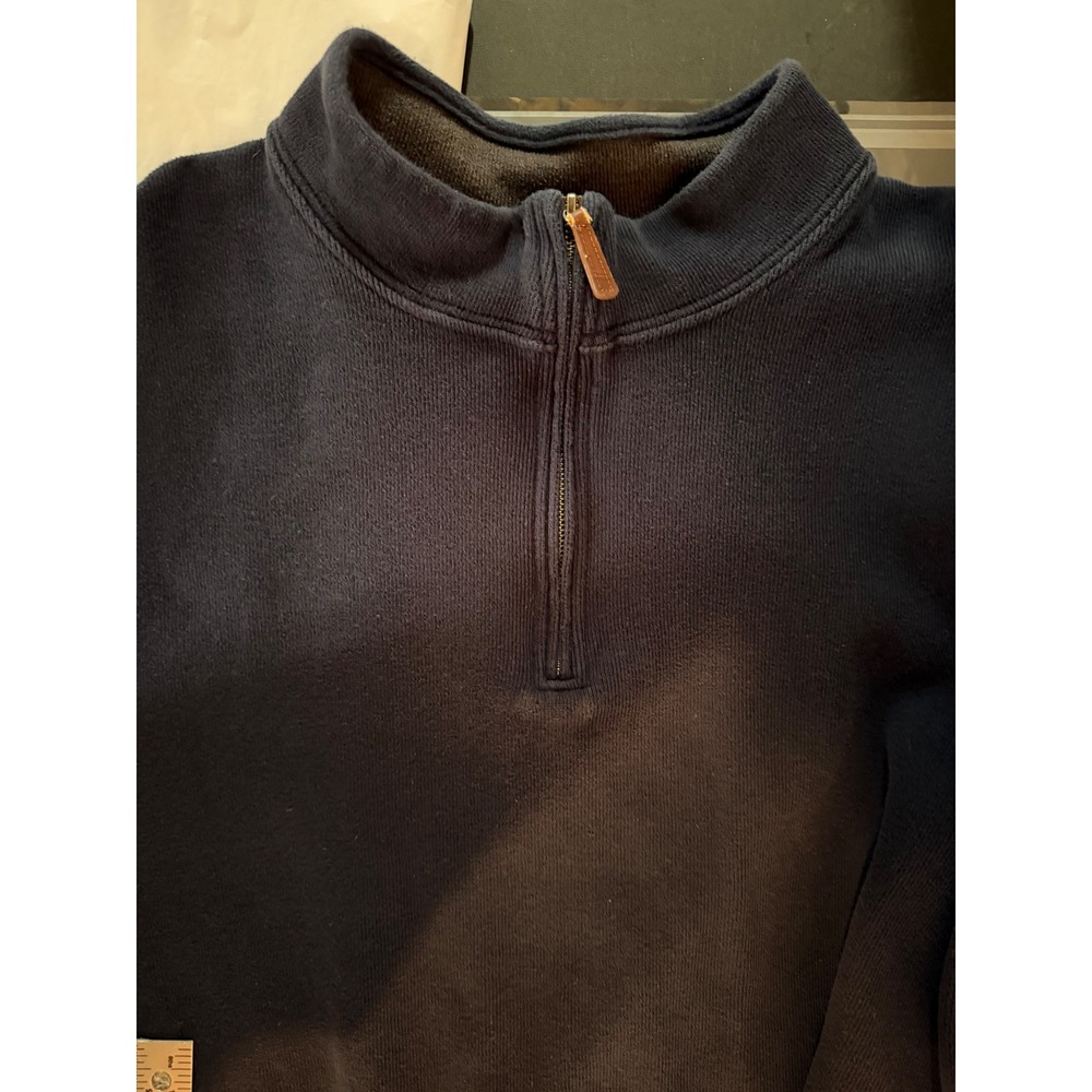 Lands' End Men's 3XL Tall Big & Tall Navy Quarter Zip Cotton Pullover - Picture 11 of 11